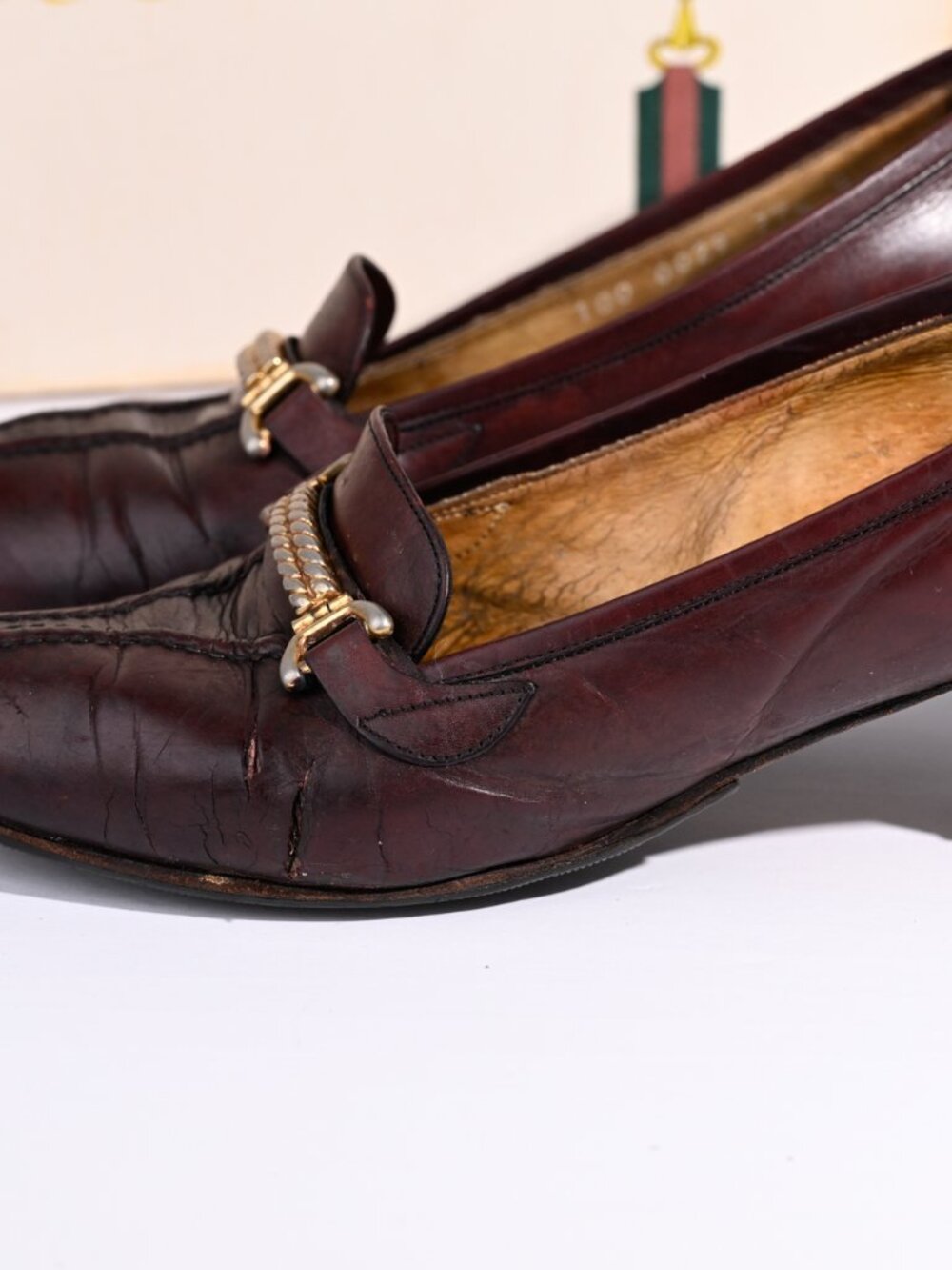 Vintage Gucci burgundy leather horsebit low-heel pumps with box size 7.5 - Picture 6 of 14